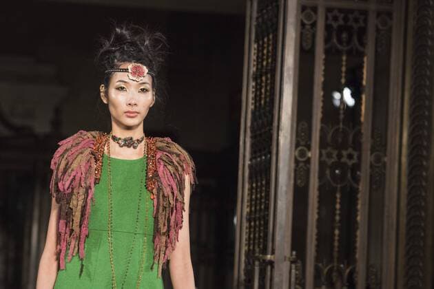 London, UK, 19 February 2017. A model walks the runway during the Felix Bendish (Mumbai) show at House of MEA, Fashion Scout, London Fashion Week. House of Middle East & Asia is a platform to promote fashion talent from across the Middle East, Asia and India. House of MEA, Fashion Scout, London Fashion Week, London, UK 
