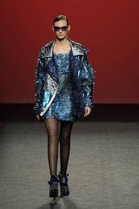February 19, 2017 - Madrid, Spain - A model walks the runway at the Custo Barcelona show during the Mercedes-Benz Madrid Fashion Week Autumn Winter 2017 at Ifema on February 19, 2017 in Madrid, Spain Madrid Spain  - ZUMAn230 20170219_zaa_n230_858 Copyright: xOscarxGonzalezx