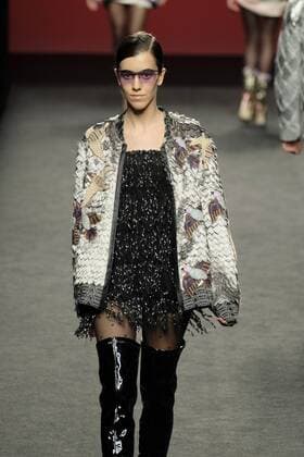 February 19, 2017 - Madrid, Spain - A model walks the runway at the Custo Barcelona show during the Mercedes-Benz Madrid Fashion Week Autumn Winter 2017 at Ifema on February 19, 2017 in Madrid, Spain Madrid Spain  - ZUMAn230 20170219_zaa_n230_864 Copyright: xOscarxGonzalezx