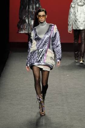 February 19, 2017 - Madrid, Spain - A model walks the runway at the Custo Barcelona show during the Mercedes-Benz Madrid Fashion Week Autumn Winter 2017 at Ifema on February 19, 2017 in Madrid, Spain Madrid Spain  - ZUMAn230 20170219_zaa_n230_870 Copyright: xOscarxGonzalezx