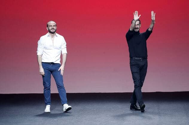 Designers Antonio Burillo (R) and Juan Carlos Fernandez, of The 2nd Skin Co. brand, takes the catwalk after displaying their 2017 2018 fall-winter collection in a fashion show held as part of Mercedes Benz Fashion Week in Madrid, Spain, 20 February 2017. The Mercedes-Bemz Fashion Week Madrid runs from 16 to 21 February. Mercedes Benz Fashion Week Madrid !ACHTUNG: NUR REDAKTIONELLE NUTZUNG!  Copyright: xZipix 20170220-636231919115622307