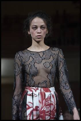 . 20 02 2017. London, United Kingdom. Models walk the catwalk at the Huishan Zhang show on day 4 of London Fashion Week 2017 at The Church House, Westminster Abbey, London, UK.  xBenxStevensx xi-Imagesx IIM-14446-0003