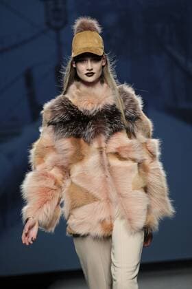 February 20, 2017 - Madrid, Spain - A model walks the runway at the J. Lorenzo show during the Mercedes-Benz Madrid Fashion Week Autumn Winter 2017 at Ifema on February 20, 2017 in Madrid, Spain. Madrid Spain  - ZUMAn230 20170220_zaa_n230_286 Copyright: xOscarxGonzalezx