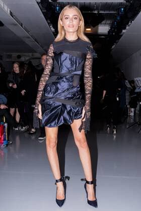 Chloe Lloyd attends the Emilio De La Morena catwalk show at BFC Showspace in London on Day 5 of London Fashion Week. FEBRUARY 21st 2017  GBLx17384
