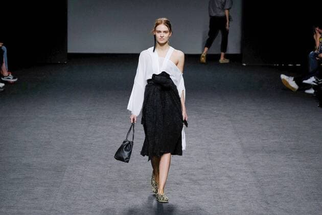 February 21, 2017 - Madrid, Spain - A model walks the runway at the THREEONES show during the EGO Mercedes-Benz Madrid Fashion Week Autumn Winter 2017 2018 at IFEMA on February 21, 2017 in Madrid, Spain Madrid Spain  - ZUMAn230 20170221_zaa_n230_127 Copyright: xOscarxGonzalezx