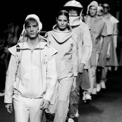 February 21, 2017 - Madrid, Spain - A model walks the runway at the EXISTENCE RESEARCH PROGRAM show during the EGO Mercedes-Benz Madrid Fashion Week Autumn Winter 2017 2018 at IFEMA on February 21, 2017 in Madrid, Spain Madrid Spain  - ZUMAn230 20170221_zaa_n230_110 Copyright: xOscarxGonzalezx