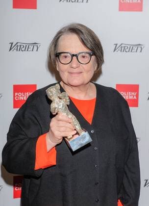 Polish victors of Berlinale 2017 Polish film makers, who triumphed at the 67th Berlinale International Film Festival participate in a press conference on February 21, 2017 in Warsaw, Poland. In the picture: Agnieszka Holland, awarded with the Silver Bear Alfred Bauer Prize for newest film Pokot (Spoor) EN_01246590_0001 