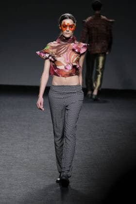 February 21, 2017 - Madrid, Spain - A model walks the runway at the ROCIO LASECA show during the EGO Mercedes-Benz Madrid Fashion Week Autumn Winter 2017 2018 at IFEMA on February 21, 2017 in Madrid, Spain Madrid Spain  - ZUMAn230 20170221_zaa_n230_219 Copyright: xOscarxGonzalezx