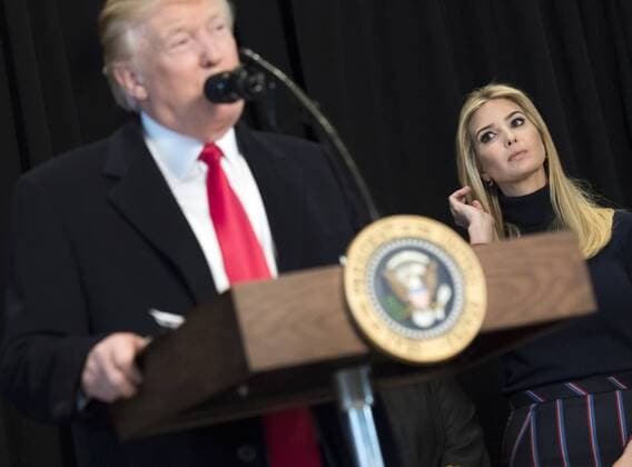 Ivanka Trump watches as President Donald Trump delivers remarks after touring the Smithsonian National Museum of African American History & Culture in Washington, D.C. on February 21, 2017.  WAP20170221314 KEVINxDIETSCH