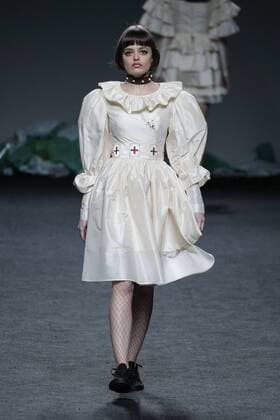 February 21, 2017 - Madrid, Spain - A model walks the runway at the MARIA MAGDALENA show during the EGO Mercedes-Benz Madrid Fashion Week Autumn Winter 2017 2018 at IFEMA on February 21, 2017 in Madrid, Spain Madrid Spain  - ZUMAn230 20170221_zaa_n230_393 Copyright: xOscarxGonzalezx