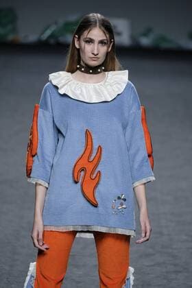 February 21, 2017 - Madrid, Spain - A model walks the runway at the MARIA MAGDALENA show during the EGO Mercedes-Benz Madrid Fashion Week Autumn Winter 2017 2018 at IFEMA on February 21, 2017 in Madrid, Spain Madrid Spain  - ZUMAn230 20170221_zaa_n230_344 Copyright: xOscarxGonzalezx