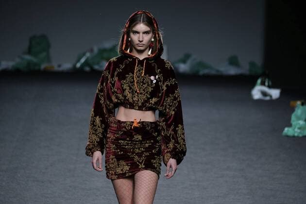 February 21, 2017 - Madrid, Spain - A model walks the runway at the MARIA MAGDALENA show during the EGO Mercedes-Benz Madrid Fashion Week Autumn Winter 2017 2018 at IFEMA on February 21, 2017 in Madrid, Spain Madrid Spain  - ZUMAn230 20170221_zaa_n230_357 Copyright: xOscarxGonzalezx