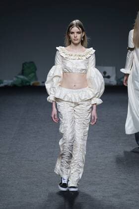 February 21, 2017 - Madrid, Spain - A model walks the runway at the MARIA MAGDALENA show during the EGO Mercedes-Benz Madrid Fashion Week Autumn Winter 2017 2018 at IFEMA on February 21, 2017 in Madrid, Spain Madrid Spain  - ZUMAn230 20170221_zaa_n230_387 Copyright: xOscarxGonzalezx