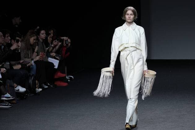 February 21, 2017 - Madrid, Spain - A model walks the runway at the NACHO COSTA show during the EGO Mercedes-Benz Madrid Fashion Week Autumn Winter 2017 2018 at IFEMA on February 21, 2017 in Madrid, Spain Madrid Spain  - ZUMAn230 20170221_zaa_n230_452 Copyright: xOscarxGonzalezx