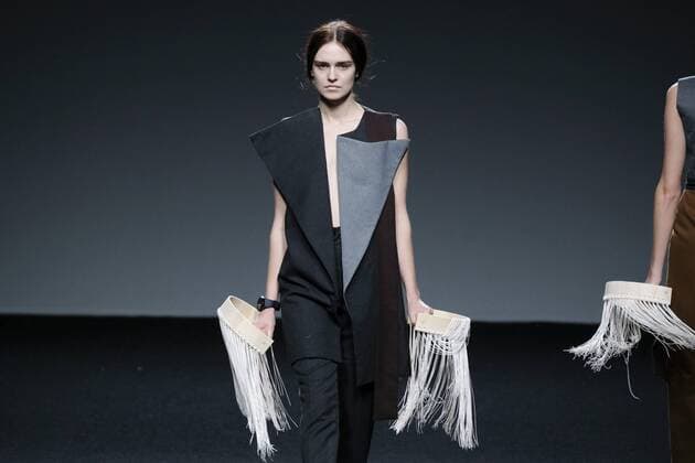 February 21, 2017 - Madrid, Spain - A model walks the runway at the NACHO COSTA show during the EGO Mercedes-Benz Madrid Fashion Week Autumn Winter 2017 2018 at IFEMA on February 21, 2017 in Madrid, Spain Madrid Spain  - ZUMAn230 20170221_zaa_n230_459 Copyright: xOscarxGonzalezx