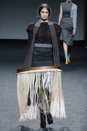February 21, 2017 - Madrid, Spain - A model walks the runway at the NACHO COSTA show during the EGO Mercedes-Benz Madrid Fashion Week Autumn Winter 2017 2018 at IFEMA on February 21, 2017 in Madrid, Spain Madrid Spain  - ZUMAn230 20170221_zaa_n230_441 Copyright: xOscarxGonzalezx