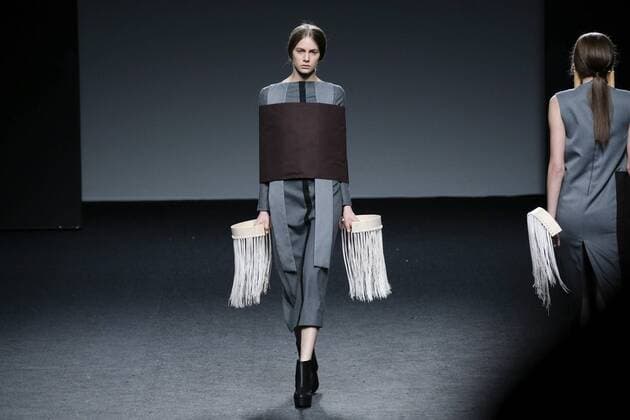 February 21, 2017 - Madrid, Spain - A model walks the runway at the NACHO COSTA show during the EGO Mercedes-Benz Madrid Fashion Week Autumn Winter 2017 2018 at IFEMA on February 21, 2017 in Madrid, Spain Madrid Spain  - ZUMAn230 20170221_zaa_n230_443 Copyright: xOscarxGonzalezx