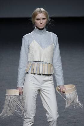 February 21, 2017 - Madrid, Spain - A model walks the runway at the NACHO COSTA show during the EGO Mercedes-Benz Madrid Fashion Week Autumn Winter 2017 2018 at IFEMA on February 21, 2017 in Madrid, Spain Madrid Spain  - ZUMAn230 20170221_zaa_n230_446 Copyright: xOscarxGonzalezx