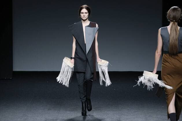 February 21, 2017 - Madrid, Spain - A model walks the runway at the NACHO COSTA show during the EGO Mercedes-Benz Madrid Fashion Week Autumn Winter 2017 2018 at IFEMA on February 21, 2017 in Madrid, Spain Madrid Spain  - ZUMAn230 20170221_zaa_n230_447 Copyright: xOscarxGonzalezx