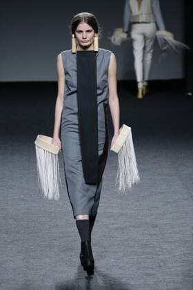 February 21, 2017 - Madrid, Spain - A model walks the runway at the NACHO COSTA show during the EGO Mercedes-Benz Madrid Fashion Week Autumn Winter 2017 2018 at IFEMA on February 21, 2017 in Madrid, Spain Madrid Spain  - ZUMAn230 20170221_zaa_n230_442 Copyright: xOscarxGonzalezx