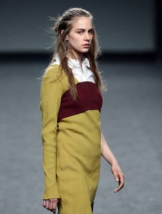 A model takes to the catwalk with a creation of the Fall Winter 2017 collection by Spanish young designer Juan Carlos Pajares at the EGO fashion show within the Mercedes Benz Fashion Week Madrid (MBFWM) held at the IFEMA Congress and Events center in Madrid, 21 February 2017. THE MBFWM runs from 16 to 21 February. MADRID FASHION WEEK !ACHTUNG: NUR REDAKTIONELLE NUTZUNG!  Copyright: xJJGuillenx GRA345 20170221-636233075220444698