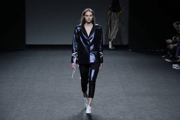 February 21, 2017 - Madrid, Spain - A model walks the runway at the BLIKVANGER show during the EGO Mercedes-Benz Madrid Fashion Week Autumn Winter 2017 2018 at IFEMA on February 21, 2017 in Madrid, Spain Madrid Spain  - ZUMAn230 20170221_zaa_n230_637 Copyright: xOscarxGonzalezx
