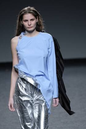 February 21, 2017 - Madrid, Spain - A model walks the runway at the BLIKVANGER show during the EGO Mercedes-Benz Madrid Fashion Week Autumn Winter 2017 2018 at IFEMA on February 21, 2017 in Madrid, Spain Madrid Spain  - ZUMAn230 20170221_zaa_n230_628 Copyright: xOscarxGonzalezx