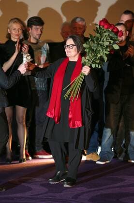 Premiere of Agnieszka Holland s thriller Pokot (Spoor) in Warsaw Premiere of the winner of the Silver Bear Alfred Bauer prize at the Berlin Film Festival the newest Agnieszka Holland s thriller Pokot (Spoor) on February 21, 2017 in Warsaw, Poland. In the picture: Agnieszka Holland EN_01246625_0380 