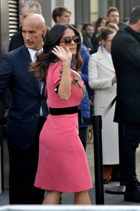 Milan, Arrival guests at the Gucci show, Milan Fashion Week. Pictured: Salma Hayek  Copyright: xSimonexComix xIPAx xSimonexComix