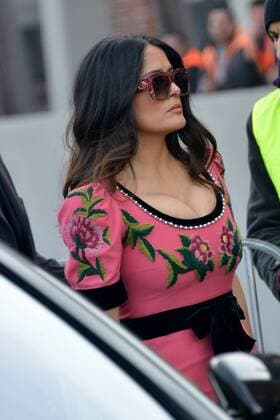 Milan, Arrival guests at the Gucci show, Milan Fashion Week. Pictured: Salma Hayek  Copyright: xSimonexComix xIPAx xSimonexComix