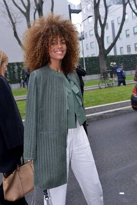 Milan Check guests in the parade of Emporio Armani, Milan Fashion Week. Pictured: Tina Kunakey  Copyright: xSimonexComix xIPAx xComi Terenghix