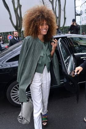 Milan Check guests in the parade of Emporio Armani, Milan Fashion Week. Pictured: Tina Kunakey  Copyright: xSimonexComix xIPAx xComi Terenghix