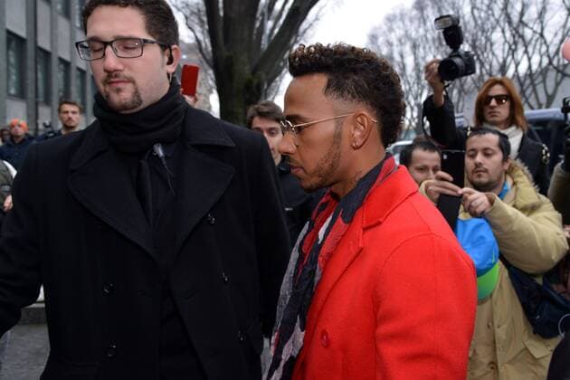 Mailand Fashion Week - Lewis Hamilton Milan Check guests in the parade of Emporio Armani, Milan Fashion Week. Pictured: Lewis Hamilton  Copyright: xSimonexComix xIPAx xComi Terenghix