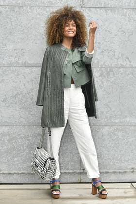 Milan woman s Fashion Week Fall Winter 2017 2018. Milano Moda donna , autunno inverno 2017 2018 . Emporio Armani arrivals Pictured: Tina Kunakey  Copyright: xRiccardoxGiordanoxSickix xIPAx xFotosickix