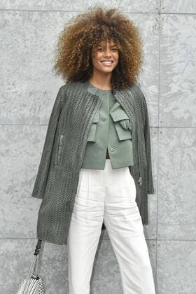 Milan woman s Fashion Week Fall Winter 2017 2018. Milano Moda donna , autunno inverno 2017 2018 . Emporio Armani arrivals Pictured: Tina Kunakey  Copyright: xRiccardoxGiordanoxSickix xIPAx xFotosickix