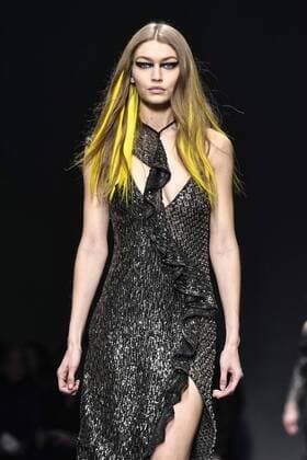 Milan woman s Fashion Week Fall Winter 2017 2018. Milano Moda donna , autunno inverno 2017 2018 . Versace fashion show Pictured: Gigi Hadid  Copyright: xRiccardoxGiordanoxSickix xIPAx xFotosickix