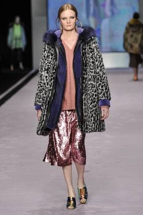 Italy: Ferre Fur Show A model walks the runway at the Ferre Fur show during Milan Fashion Week Fall Winter 2017 18.  GaetanoxPiazzolla