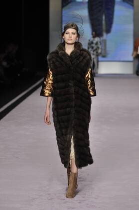 Italy: Mala Mati Fur Show A model walks the runway at the Mala Matì Fur show during Milan Fashion Week Fall Winter 2017 18.  GaetanoxPiazzolla