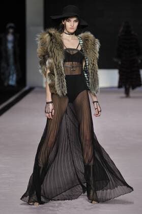 Italy: Rindi fur Show A model walks the runway at the Rindi Fur show during Milan Fashion Week Fall Winter 2017 18.  GaetanoxPiazzolla