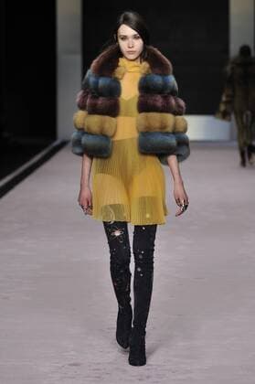 Italy: Rindi fur Show A model walks the runway at the Rindi Fur show during Milan Fashion Week Fall Winter 2017 18.  GaetanoxPiazzolla