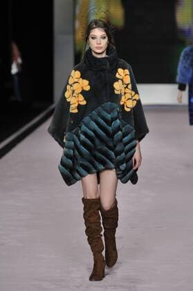 Italy: Mala Mati Fur Show A model walks the runway at the Mala Matì Fur show during Milan Fashion Week Fall Winter 2017 18.  GaetanoxPiazzolla