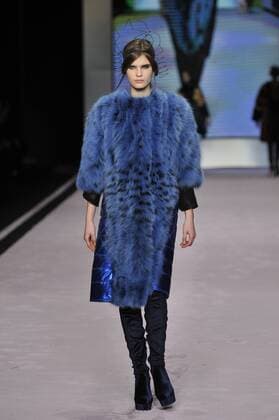 Italy: Mala Mati Fur Show A model walks the runway at the Mala Matì Fur show during Milan Fashion Week Fall Winter 2017 18.  GaetanoxPiazzolla