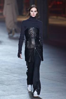 (170225) -- MILAN, Feb. 25, 2017 -- A model presents a creation for fashion house Diesel Black Gold during Milan Fashion Week Fall Winter 2017 2018 on Feb. 24, 2017, in Milan, Italy. ) ITALY-MILAN-FASHION WEEK-DIESEL BLACK GOLD JinxYu 