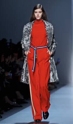 MILAN, Feb. 25, 2017 -- A model presents a collection for fashion house ERMANNO SCERVINO during Milan Fashion Week Fall Winter 2017 2018 on Feb. 25, 2017, in Milan, Italy. ) (lrz) ITALY-MILAN-FASHION WEEK-ERMANNO SCERVINO JinxYu 