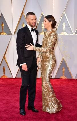 Justin Timberlake and Jessica Biel arrive on the red carpet for the 89th annual Academy Awards at the Dolby Theatre in the Hollywood section of Los Angeles on February 26, 2017.  LAP2017022718 KEVINxDIETSCH