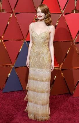 Actress Emma Stone arrives on the red carpet for the 89th annual Academy Awards at the Dolby Theatre in the Hollywood section of Los Angeles on February 26, 2017.  LAP20170226366 JIMxRUYMEN