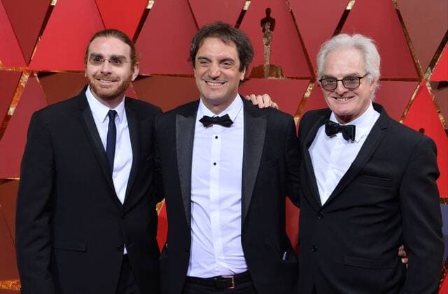 (L-R) Sound Mixers Bernard Gariepy Strobl, Sylvain Bellemare and Claude La Haye arrive on the red carpet for the 89th annual Academy Awards at the Dolby Theatre in the Hollywood section of Los Angeles on February 26, 2017.  LAP20170226426 JIMxRUYMEN