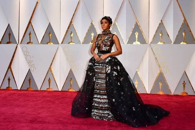 Janelle Monae arrives on the red carpet for the 89th annual Academy Awards at the Dolby Theatre in the Hollywood section of Los Angeles on February 26, 2017.  LAP2017022828 KEVINxDIETSCH
