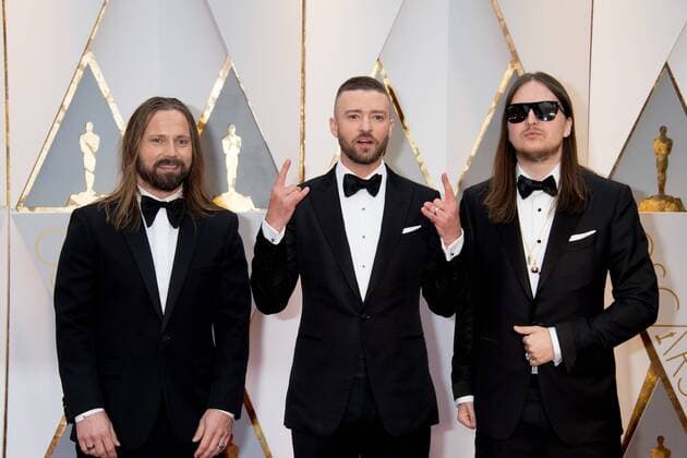 Feb 26, 2017 - Hollywood, California, U.S - Oscar-nominees MAX MARTIN, JUSTIN TIMBERLAKE, and KARL JOHAN SCHUSTER arrive at The 89th Oscars at the Dolby Theatre in Hollywood, CA on Sunday, February 26, 2017. Hollywood U.S - ZUMAz03_ 20170226_sho_z03_462 Copyright: xMikexBakerx
