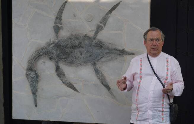 Bilder des Tages Plesiosaur in Mexiko entdeckt San Pedro s Mayor Mauricio Fernandez explains how he discovered the remains of the plesiosaur in Monterrey, Mexico, 27 February 2017. Palentologists from Mexico and Germany presented the remain of the plesiosaur that they baptized with the name Mauriciosarus Fernandezi , in honor of his discoverer. PLESIOSAUR BAPTIZED IN MEXICO AS HIS DISCOVERER !ACHTUNG: NUR REDAKTIONELLE NUTZUNG!  Copyright: xJuanxCedillox MTR001 20170228-636238546039833449